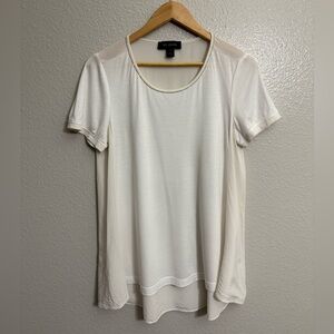 St. John Jersey Knit Silk Contrast Embellished Shirt